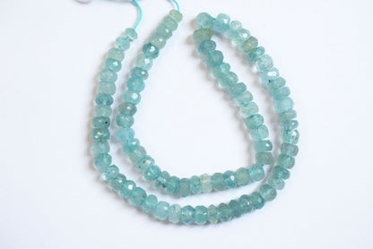 15 Inches Strand, Aquamarine Shaded Rondelle Faceted Beads Strand, Sold By Strand , Beads Size 6.50 To 7.50 mm , 33165