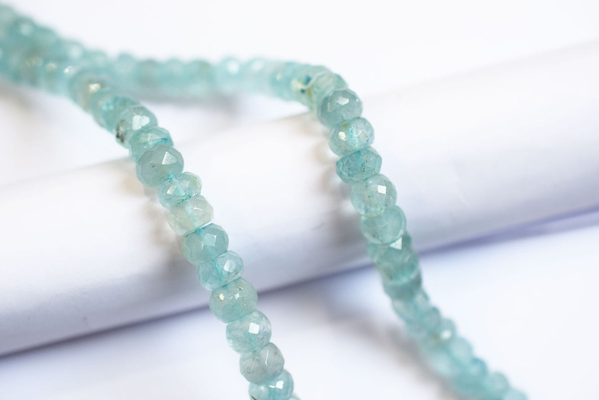 15 Inches Strand, Aquamarine Shaded Rondelle Faceted Beads Strand, Sold By Strand , Beads Size 6.50 To 7.50 mm , 33165