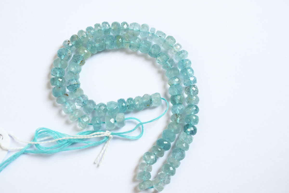 Natural Aquamarine 7.00 mm Shaded Rondelle Faceted Beads , Aquamarine 15 Inches Strand, Sold By Strand , 33166