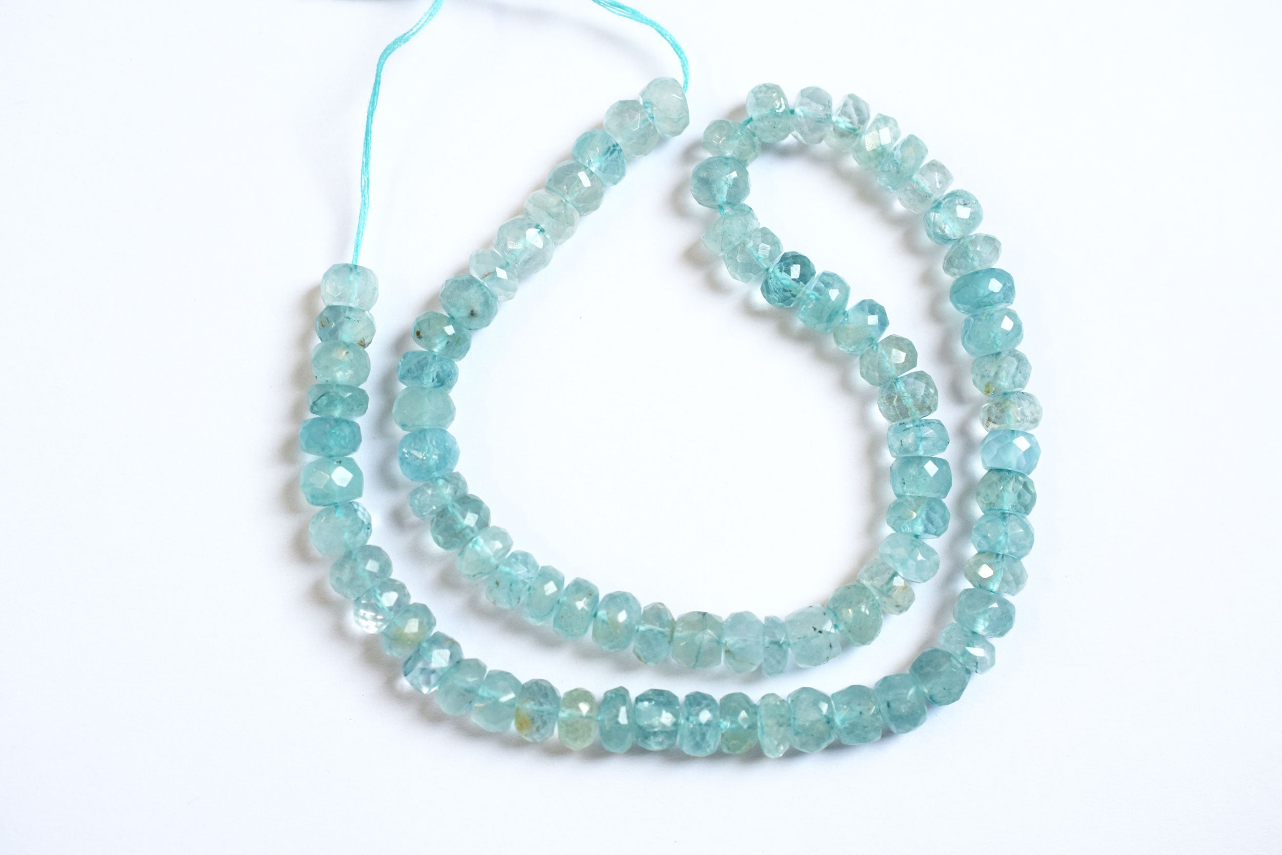 Natural Aquamarine 7.00 mm Shaded Rondelle Faceted Beads , Aquamarine 15 Inches Strand, Sold By Strand , 33166
