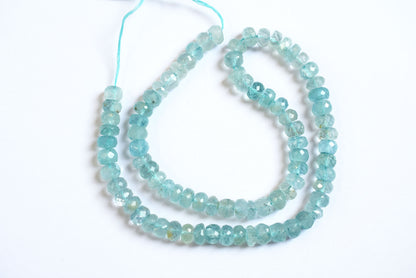 Natural Aquamarine 7.00 mm Shaded Rondelle Faceted Beads , Aquamarine 15 Inches Strand, Sold By Strand , 33166