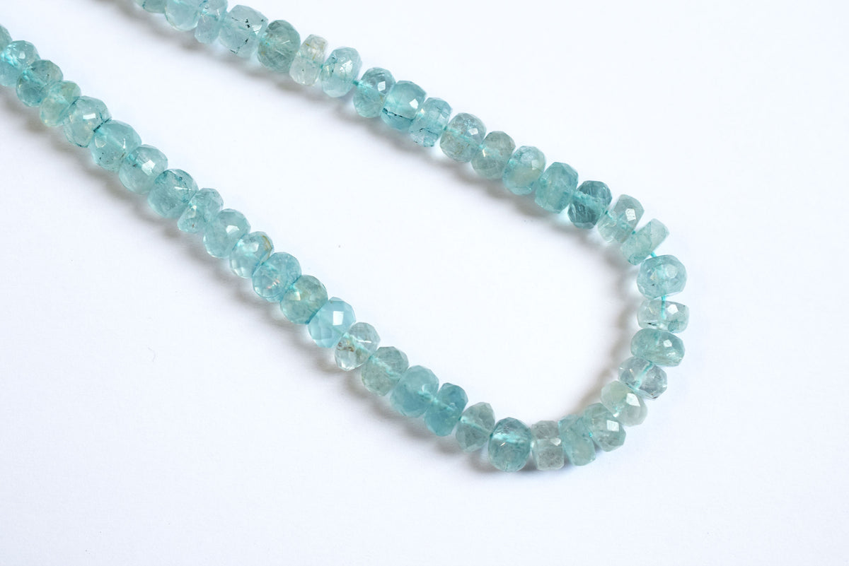 Natural Aquamarine 7.00 mm Shaded Rondelle Faceted Beads , Aquamarine 15 Inches Strand, Sold By Strand , 33166