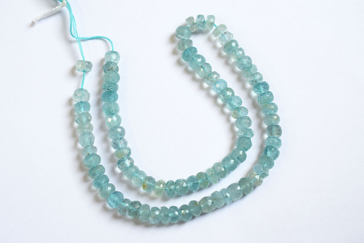 Natural Aquamarine 7.00 mm Shaded Rondelle Faceted Beads , Aquamarine 15 Inches Strand, Sold By Strand , 33166