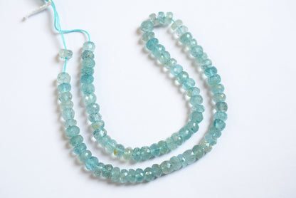 Natural Aquamarine 7.00 mm Shaded Rondelle Faceted Beads , Aquamarine 15 Inches Strand, Sold By Strand , 33166