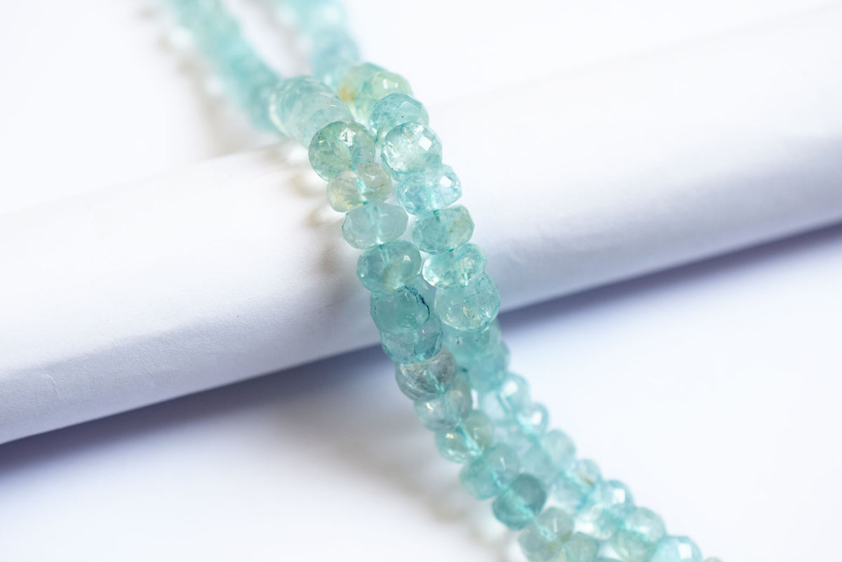 Natural Aquamarine 7.00 mm Shaded Rondelle Faceted Beads , Aquamarine 15 Inches Strand, Sold By Strand , 33166