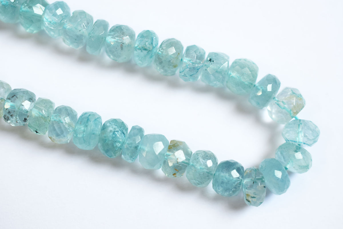 Natural Aquamarine 7.00 to 7.50 mm Shaded Rondelle Faceted Beads , Aquamarine 15 Inches Strand, Sold By Strand , 33167