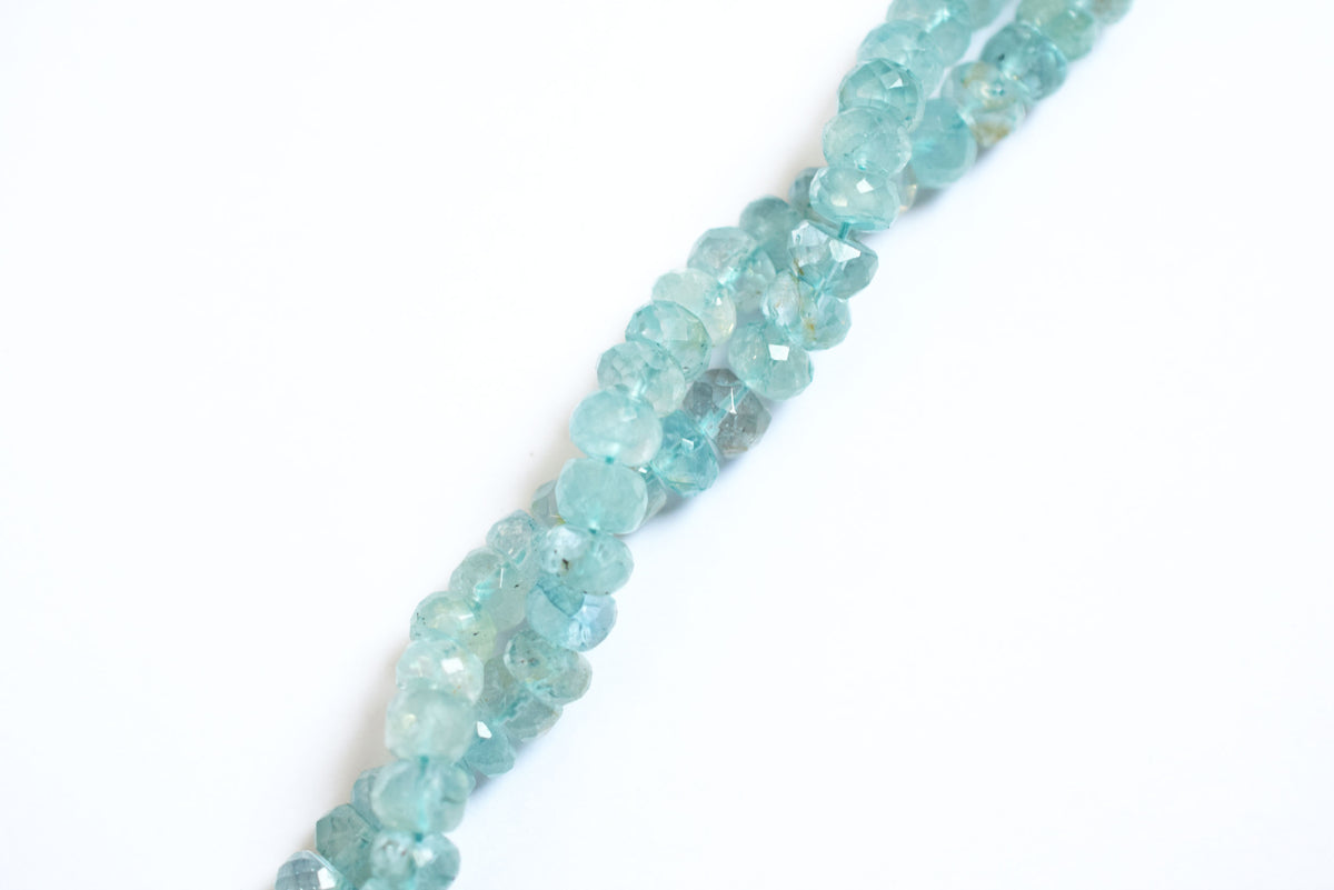 Natural Aquamarine 7.00 to 7.50 mm Shaded Rondelle Faceted Beads , Aquamarine 15 Inches Strand, Sold By Strand , 33167