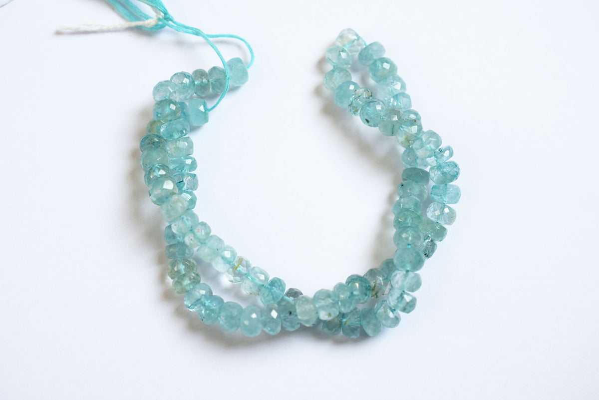 Natural Aquamarine 7.00 to 7.50 mm Shaded Rondelle Faceted Beads , Aquamarine 15 Inches Strand, Sold By Strand , 33167