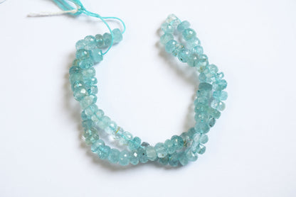 Natural Aquamarine 7.00 to 7.50 mm Shaded Rondelle Faceted Beads , Aquamarine 15 Inches Strand, Sold By Strand , 33167