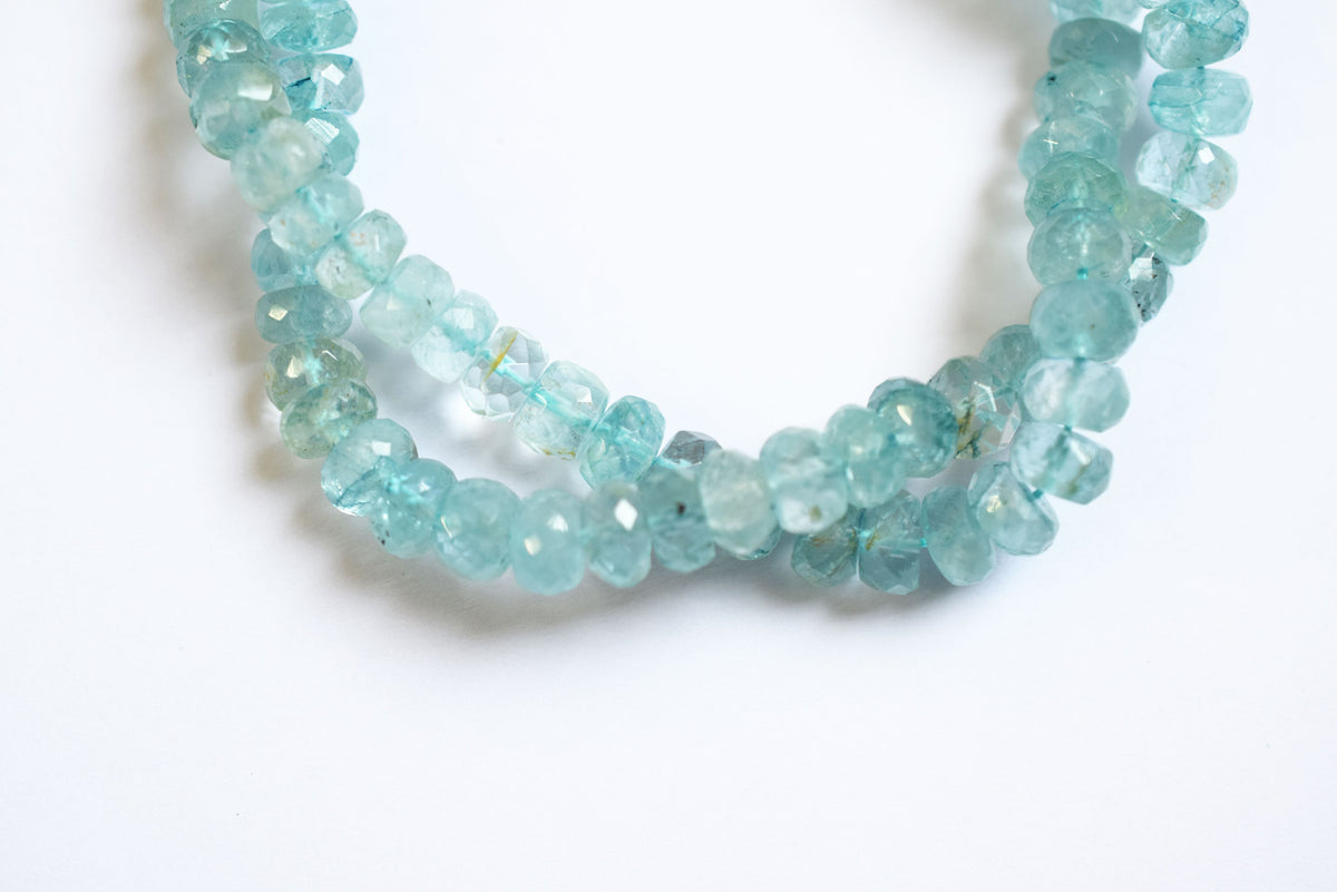 Natural Aquamarine 7.00 to 7.50 mm Shaded Rondelle Faceted Beads , Aquamarine 15 Inches Strand, Sold By Strand , 33167