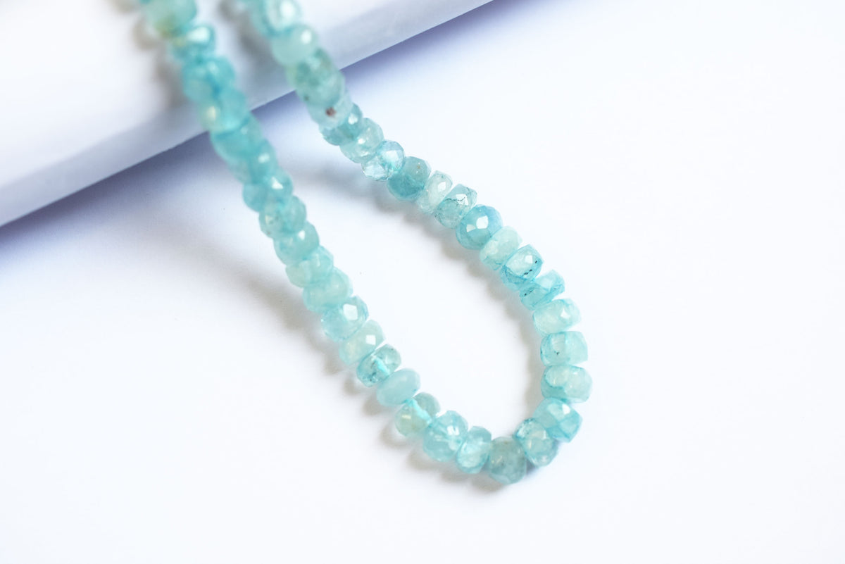 Natural Aquamarine 6.00 to 7.00 mm Shaded Rondelle Faceted Beads , Aquamarine 15 Inches Strand, Sold By Strand , 33168