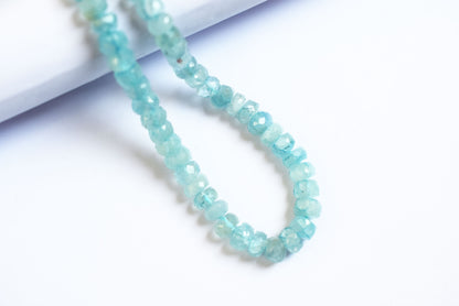 Natural Aquamarine 6.00 to 7.00 mm Shaded Rondelle Faceted Beads , Aquamarine 15 Inches Strand, Sold By Strand , 33168