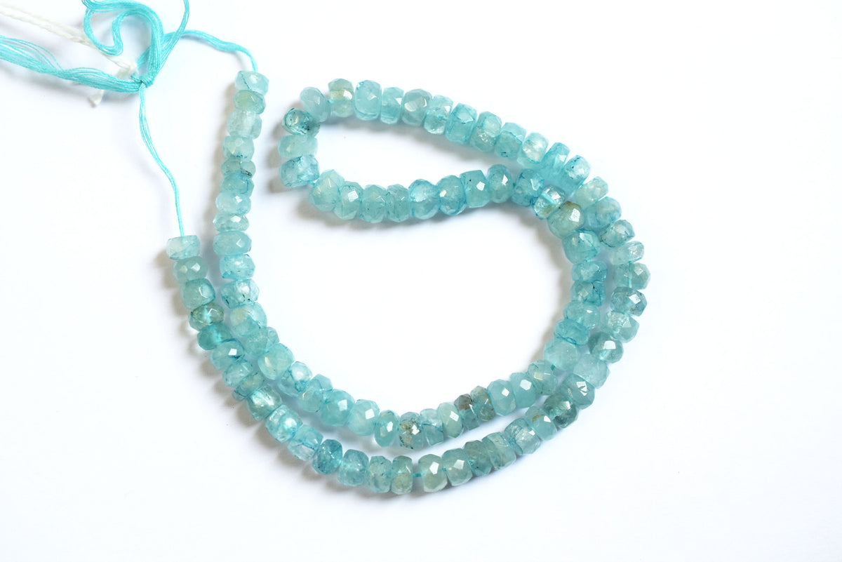 Natural Aquamarine 6.00 to 7.00 mm Shaded Rondelle Faceted Beads , Aquamarine 15 Inches Strand, Sold By Strand , 33168