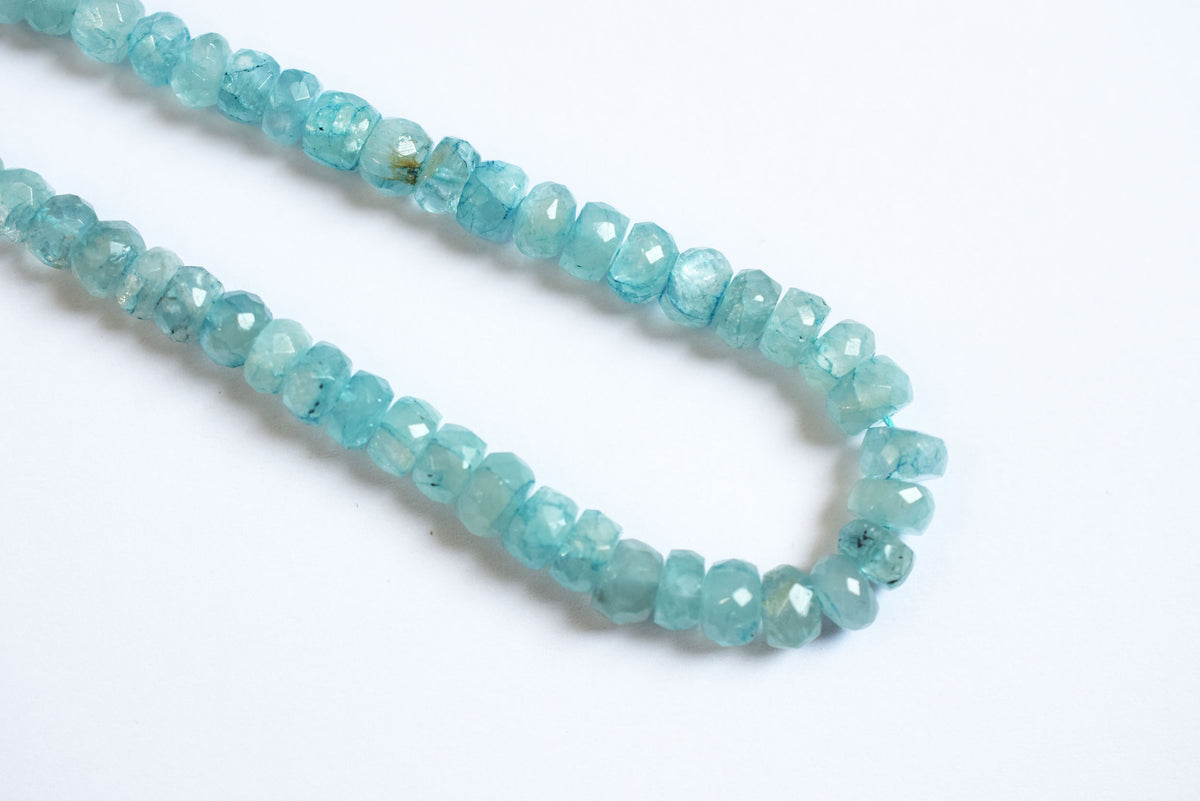 Natural Aquamarine 6.00 to 7.00 mm Shaded Rondelle Faceted Beads , Aquamarine 15 Inches Strand, Sold By Strand , 33168