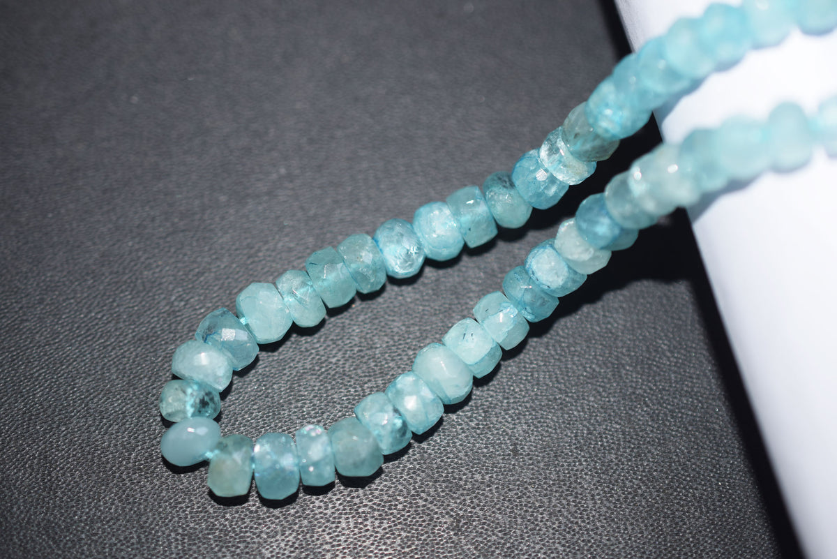 Natural Aquamarine 6.00 to 7.00 mm Shaded Rondelle Faceted Beads , Aquamarine 15 Inches Strand, Sold By Strand , 33168