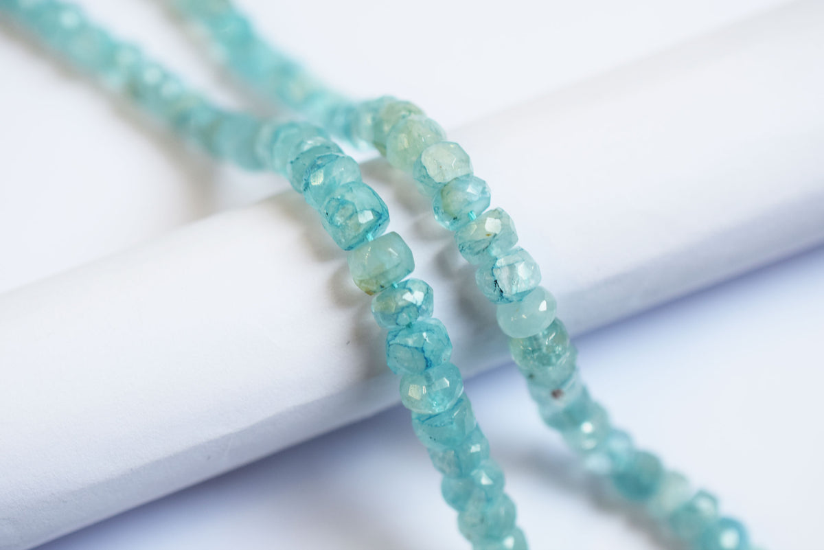 Natural Aquamarine 6.00 to 7.00 mm Shaded Rondelle Faceted Beads , Aquamarine 15 Inches Strand, Sold By Strand , 33168