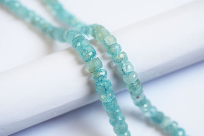 Natural Aquamarine 6.00 to 7.00 mm Shaded Rondelle Faceted Beads , Aquamarine 15 Inches Strand, Sold By Strand , 33168