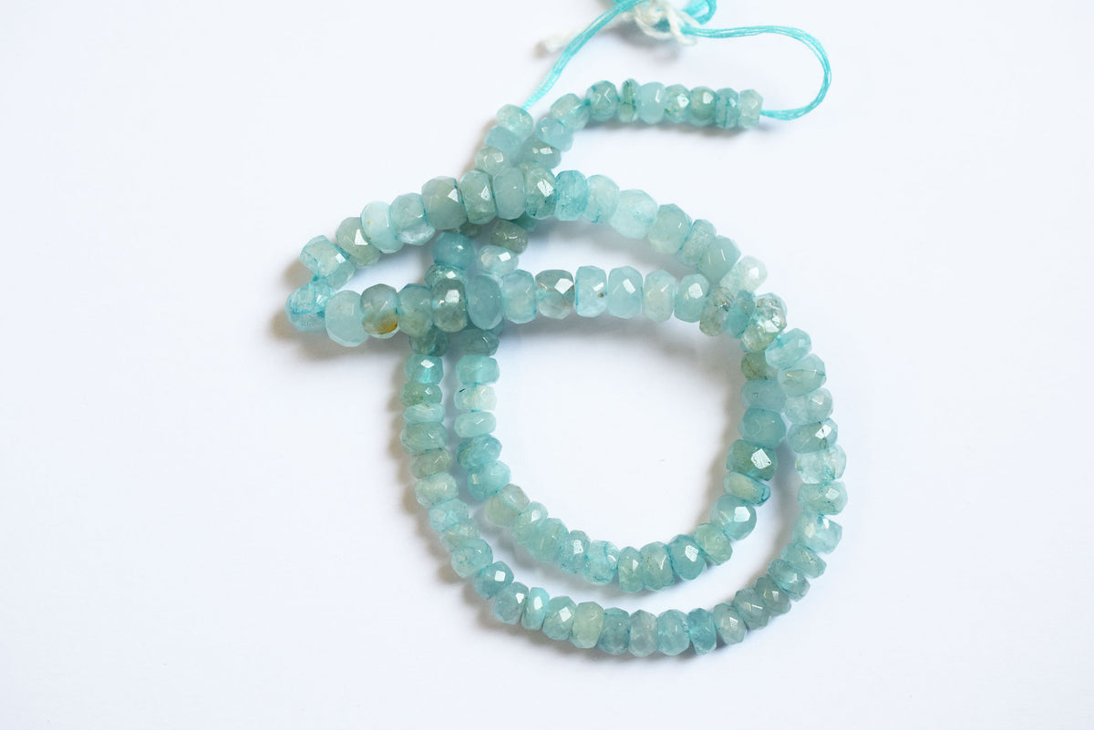 15 Inches Strand, Aquamarine Shaded Rondelle Faceted Beads Strand, Sold By Strand , Beads Size 5.00 To 6.50 mm , 33169
