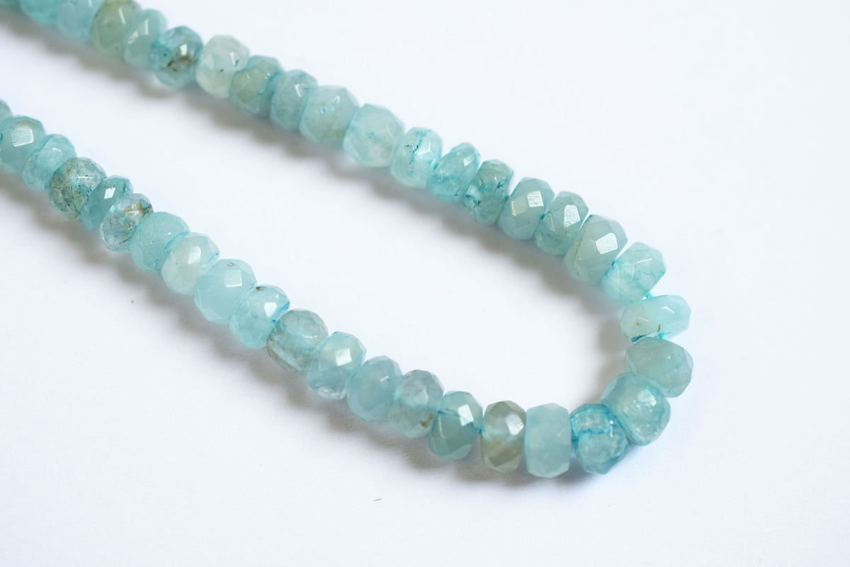 15 Inches Strand, Aquamarine Shaded Rondelle Faceted Beads Strand, Sold By Strand , Beads Size 5.00 To 6.50 mm , 33169