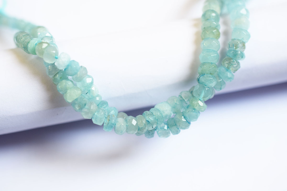 15 Inches Strand, Aquamarine Shaded Rondelle Faceted Beads Strand, Sold By Strand , Beads Size 5.00 To 6.50 mm , 33169