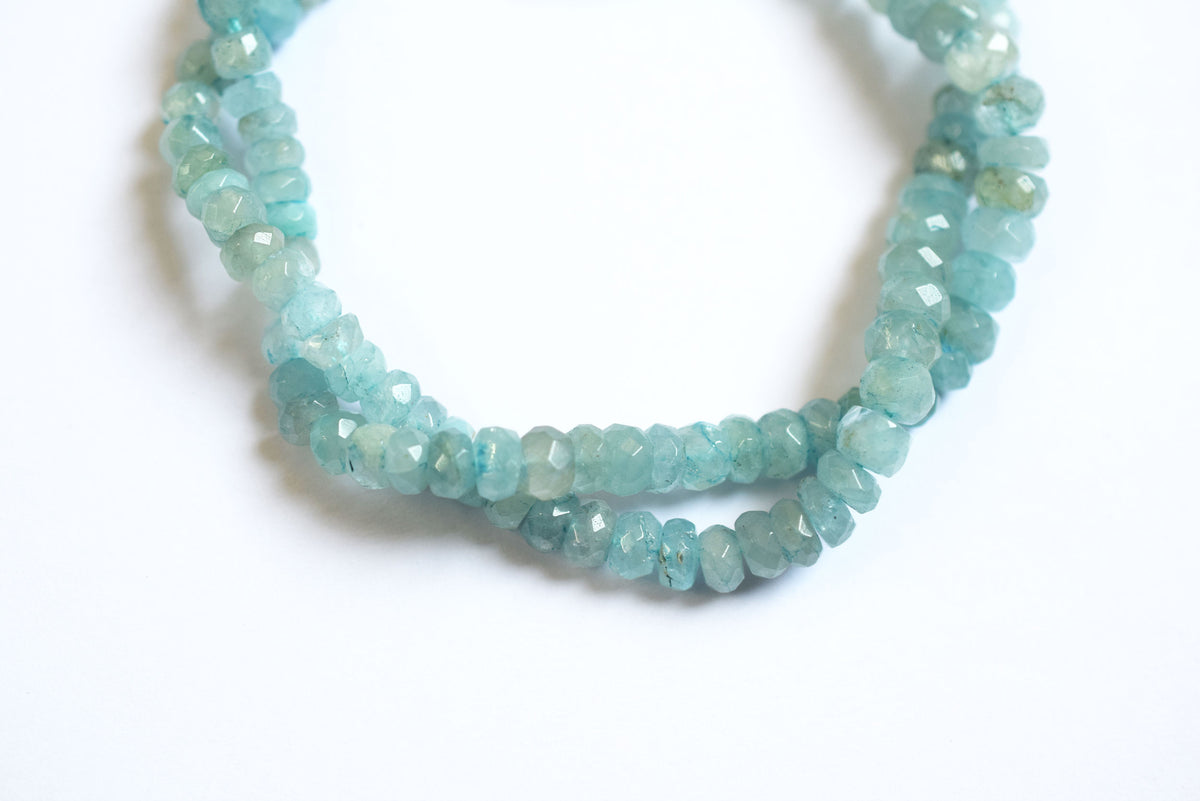 15 Inches Strand, Aquamarine Shaded Rondelle Faceted Beads Strand, Sold By Strand , Beads Size 5.00 To 6.50 mm , 33169
