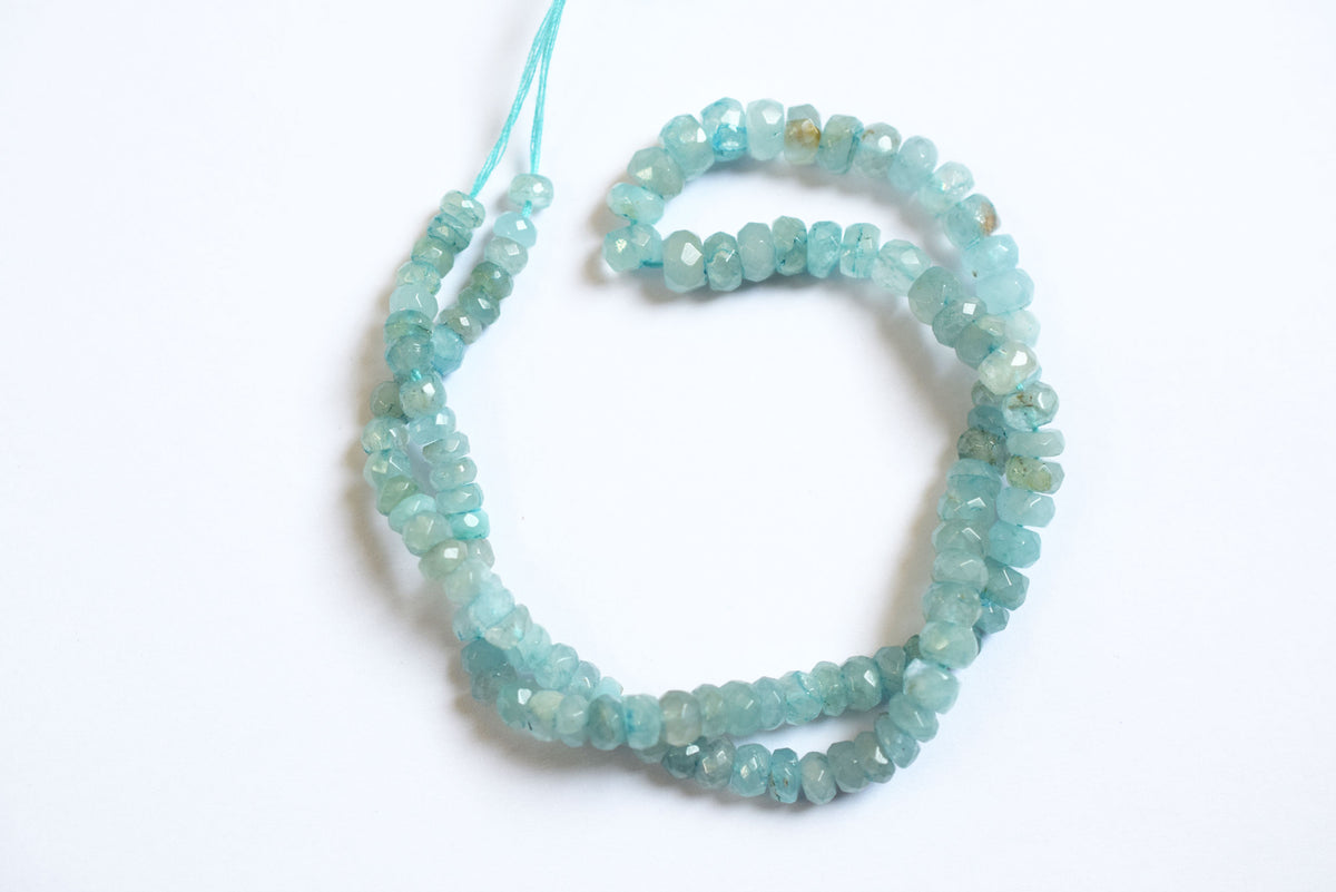 15 Inches Strand, Aquamarine Shaded Rondelle Faceted Beads Strand, Sold By Strand , Beads Size 5.00 To 6.50 mm , 33169