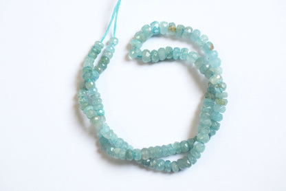 15 Inches Strand, Aquamarine Shaded Rondelle Faceted Beads Strand, Sold By Strand , Beads Size 5.00 To 6.50 mm , 33169