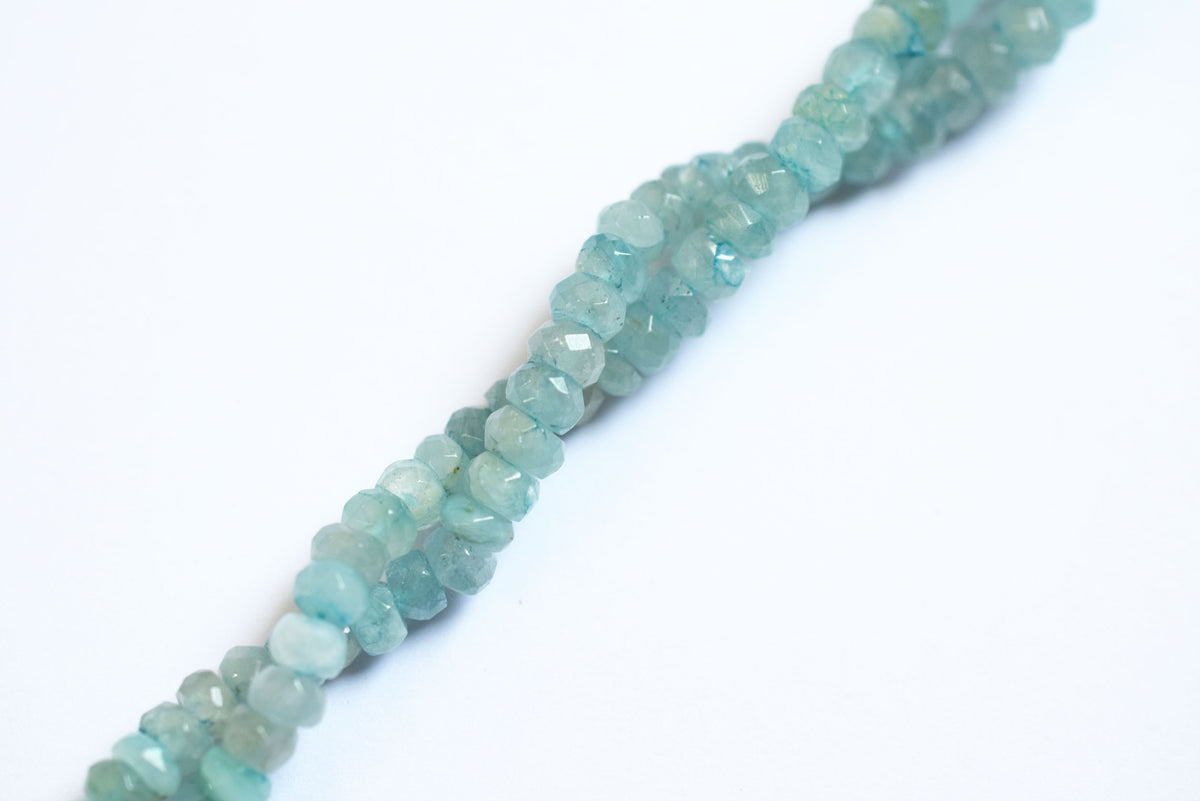 15 Inches Strand, Aquamarine Shaded Rondelle Faceted Beads Strand, Sold By Strand , Beads Size 5.00 To 6.50 mm , 33169