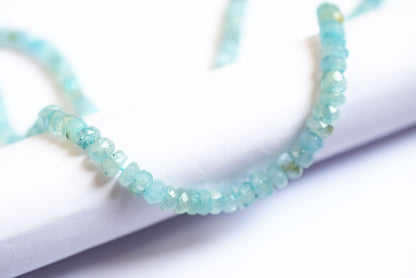 15 Inches Strand, Aquamarine Shaded Rondelle Faceted Beads Strand, Sold By Strand , Beads Size 5.00 To 6.00 mm , 33170