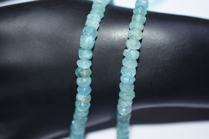 15 Inches Strand, Aquamarine Shaded Rondelle Faceted Beads Strand, Sold By Strand , Beads Size 5.00 To 6.00 mm , 33170
