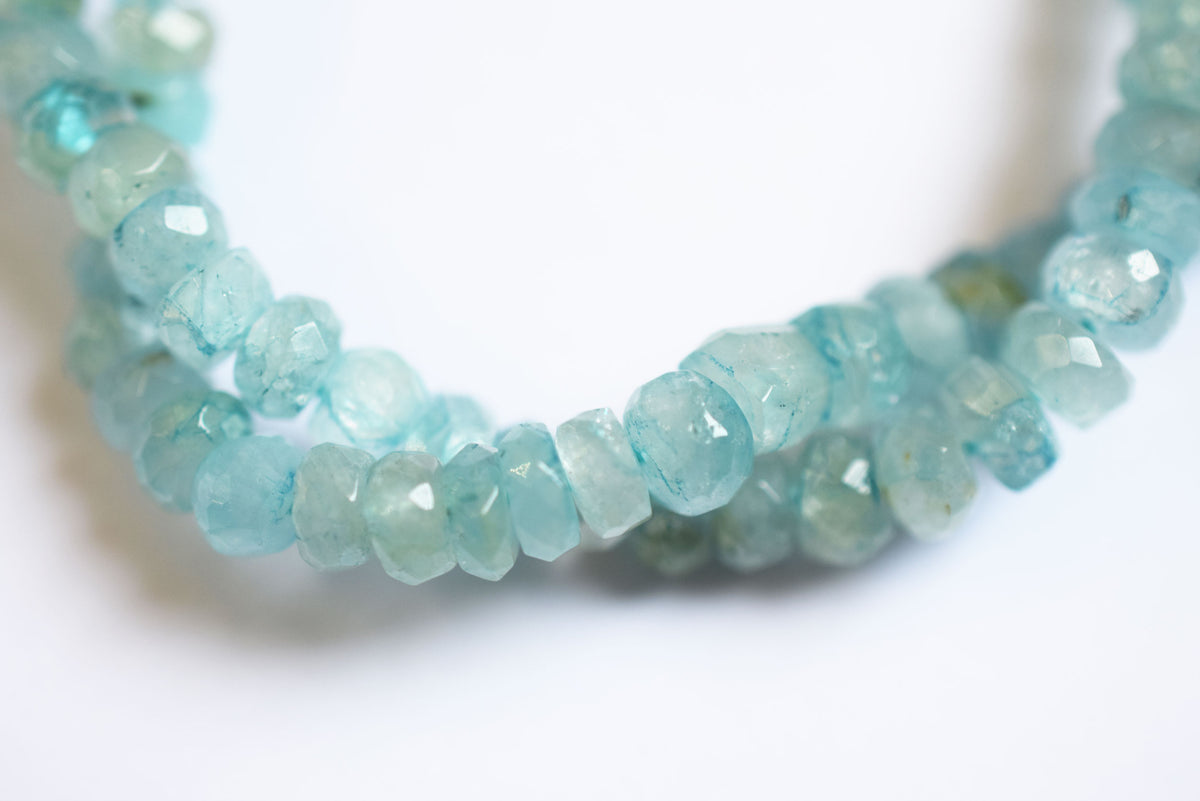 15 Inches Strand, Aquamarine Shaded Rondelle Faceted Beads Strand, Sold By Strand , Beads Size 5.00 To 6.00 mm , 33170