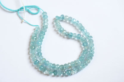 Natural Aquamarine 7.00 mm Shaded Rondelle Faceted Beads , Aquamarine 15 Inches Strand, Sold By Strand , 33171