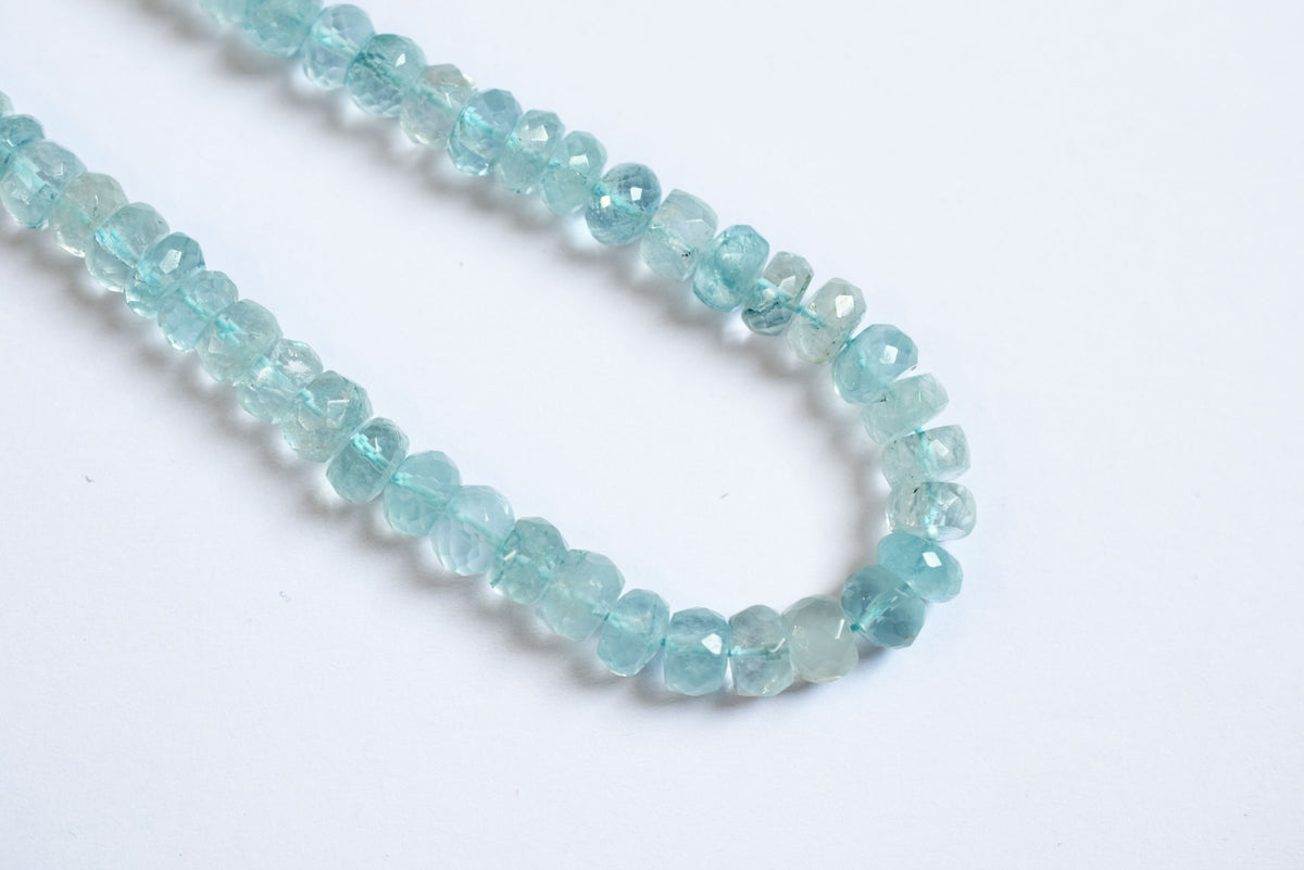 Natural Aquamarine 7.00 mm Shaded Rondelle Faceted Beads , Aquamarine 15 Inches Strand, Sold By Strand , 33171