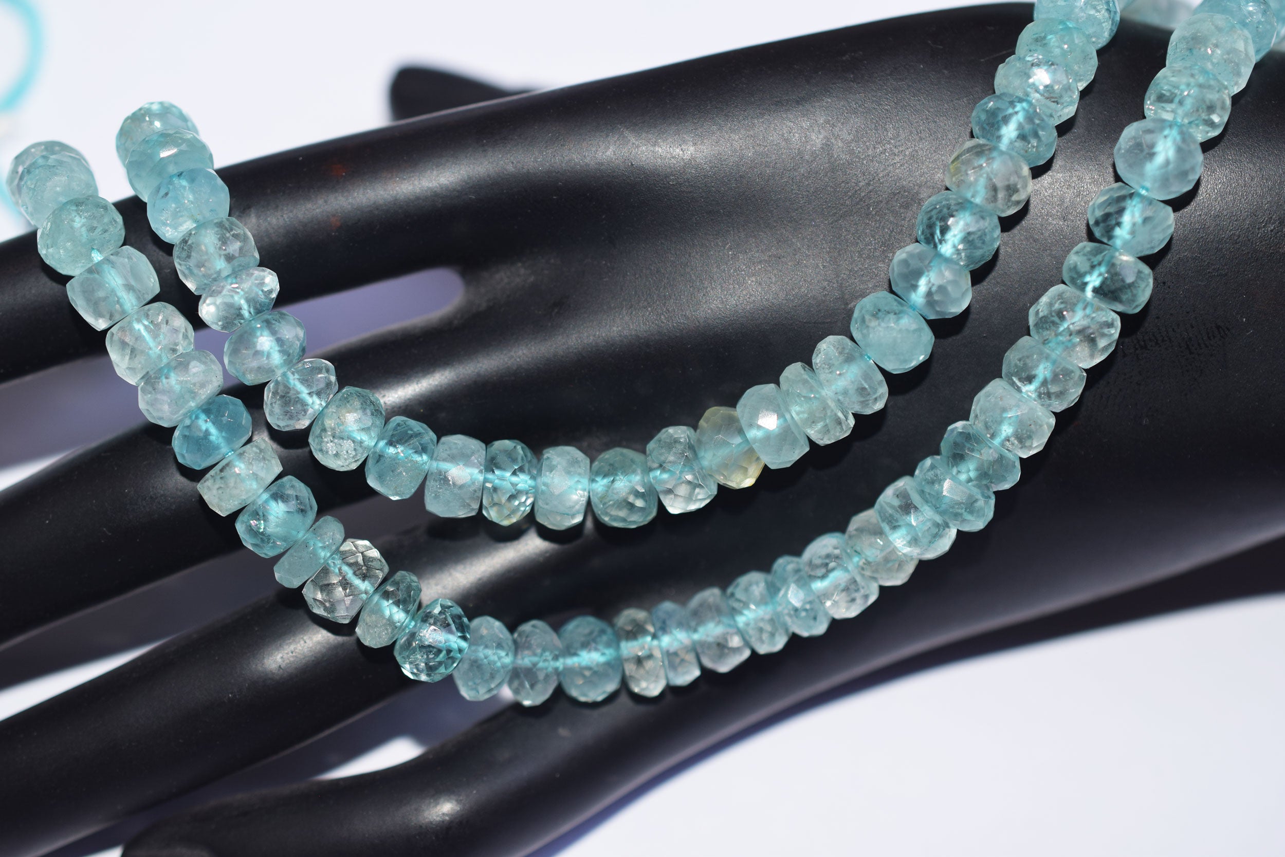 Natural Aquamarine 7.00 mm Shaded Rondelle Faceted Beads , Aquamarine 15 Inches Strand, Sold By Strand , 33171