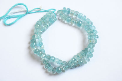 Natural Aquamarine 7.00 mm Shaded Rondelle Faceted Beads , Aquamarine 15 Inches Strand, Sold By Strand , 33171