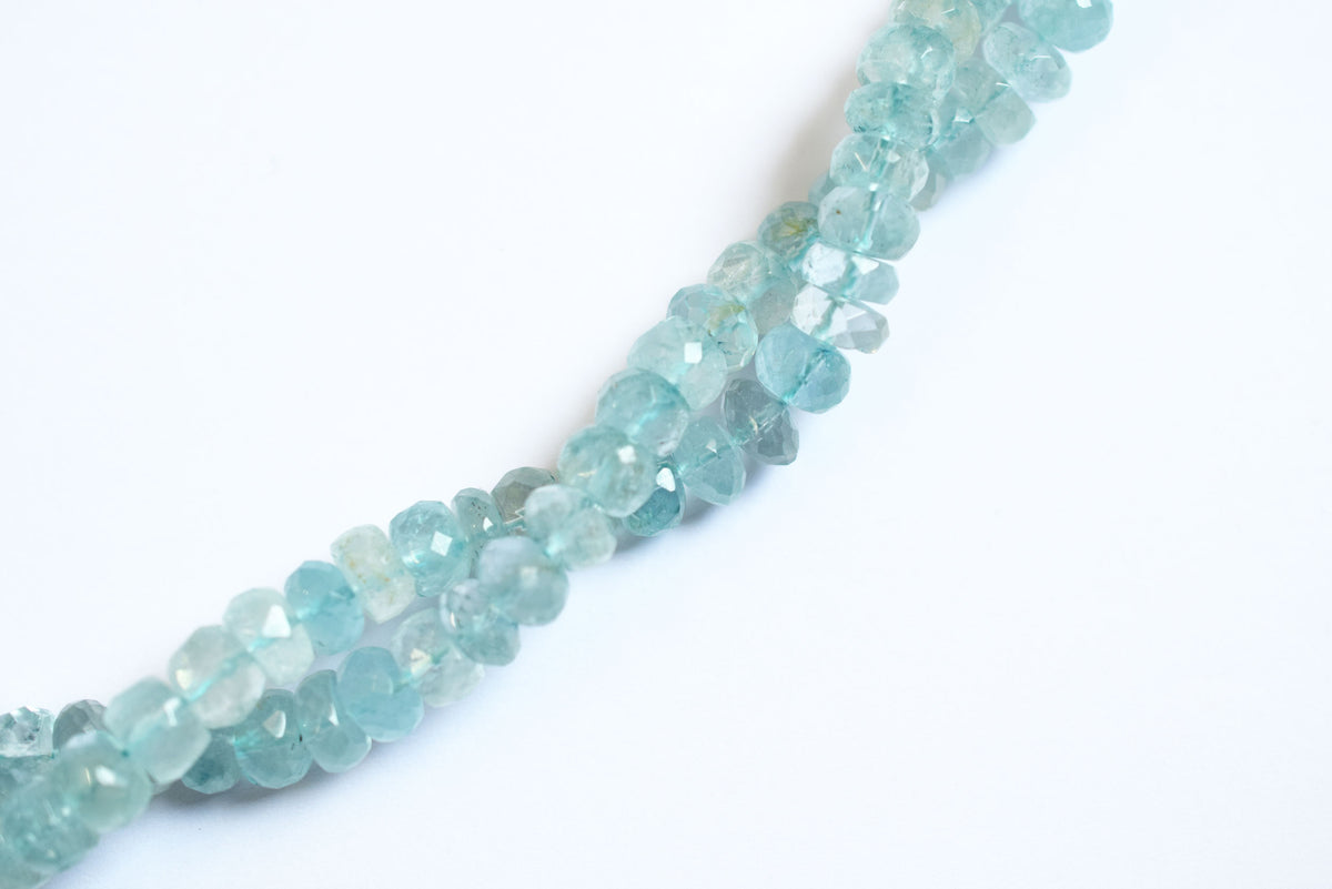 Natural Aquamarine 7.00 mm Shaded Rondelle Faceted Beads , Aquamarine 15 Inches Strand, Sold By Strand , 33171