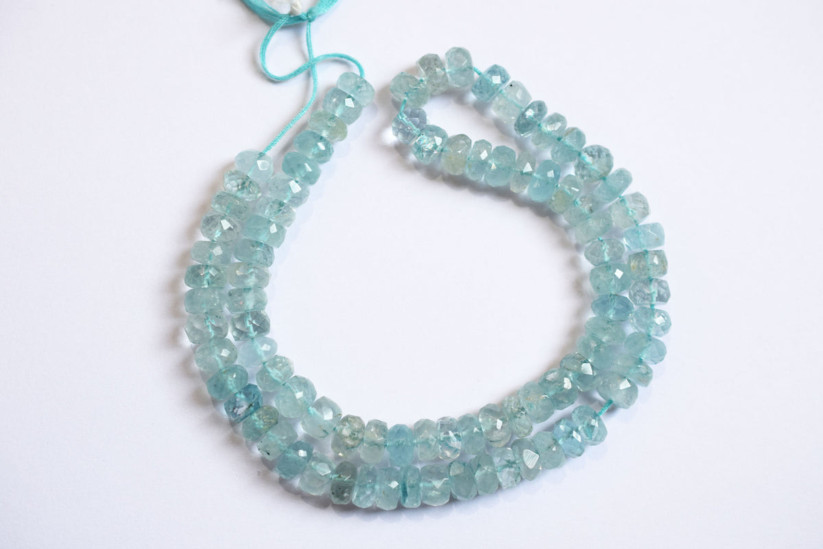 Natural Aquamarine 7.00 mm Shaded Rondelle Faceted Beads , Aquamarine 15 Inches Strand, Sold By Strand , 33172