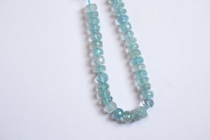 Natural Aquamarine 7.00 mm Shaded Rondelle Faceted Beads , Aquamarine 15 Inches Strand, Sold By Strand , 33172