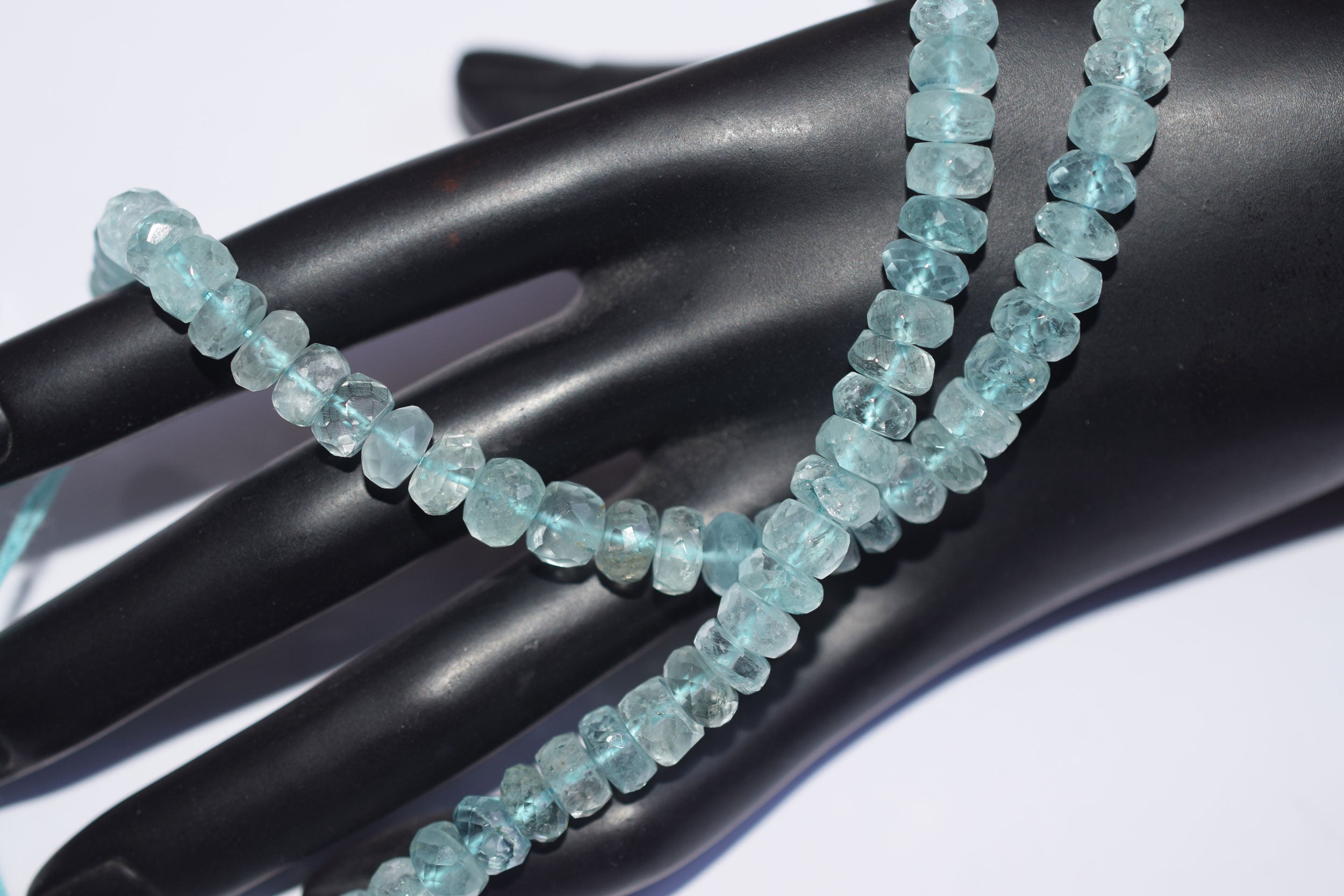 Natural Aquamarine 7.00 mm Shaded Rondelle Faceted Beads , Aquamarine 15 Inches Strand, Sold By Strand , 33172