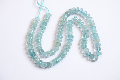 Natural Aquamarine 7.00 mm Shaded Rondelle Faceted Beads , Aquamarine 15 Inches Strand, Sold By Strand , 33172