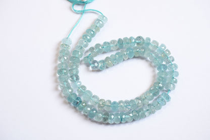 Natural Aquamarine 7.00 mm Shaded Rondelle Faceted Beads , Aquamarine 15 Inches Strand, Sold By Strand , 33172