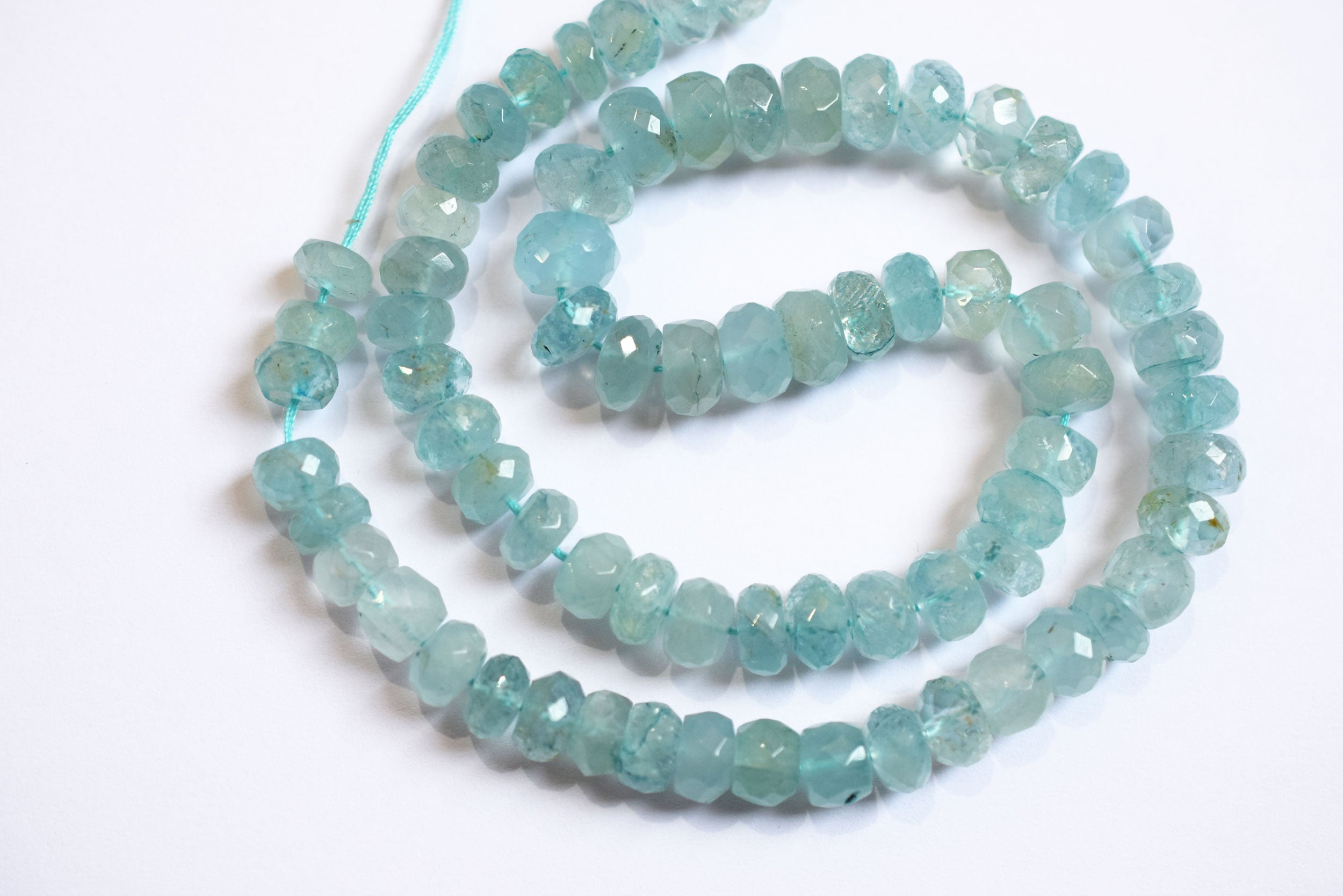 15 Inches Strand, Aquamarine Shaded Rondelle Faceted Beads Strand, Sold By Strand , Beads Size 7.00 To 9.00 mm , 33174