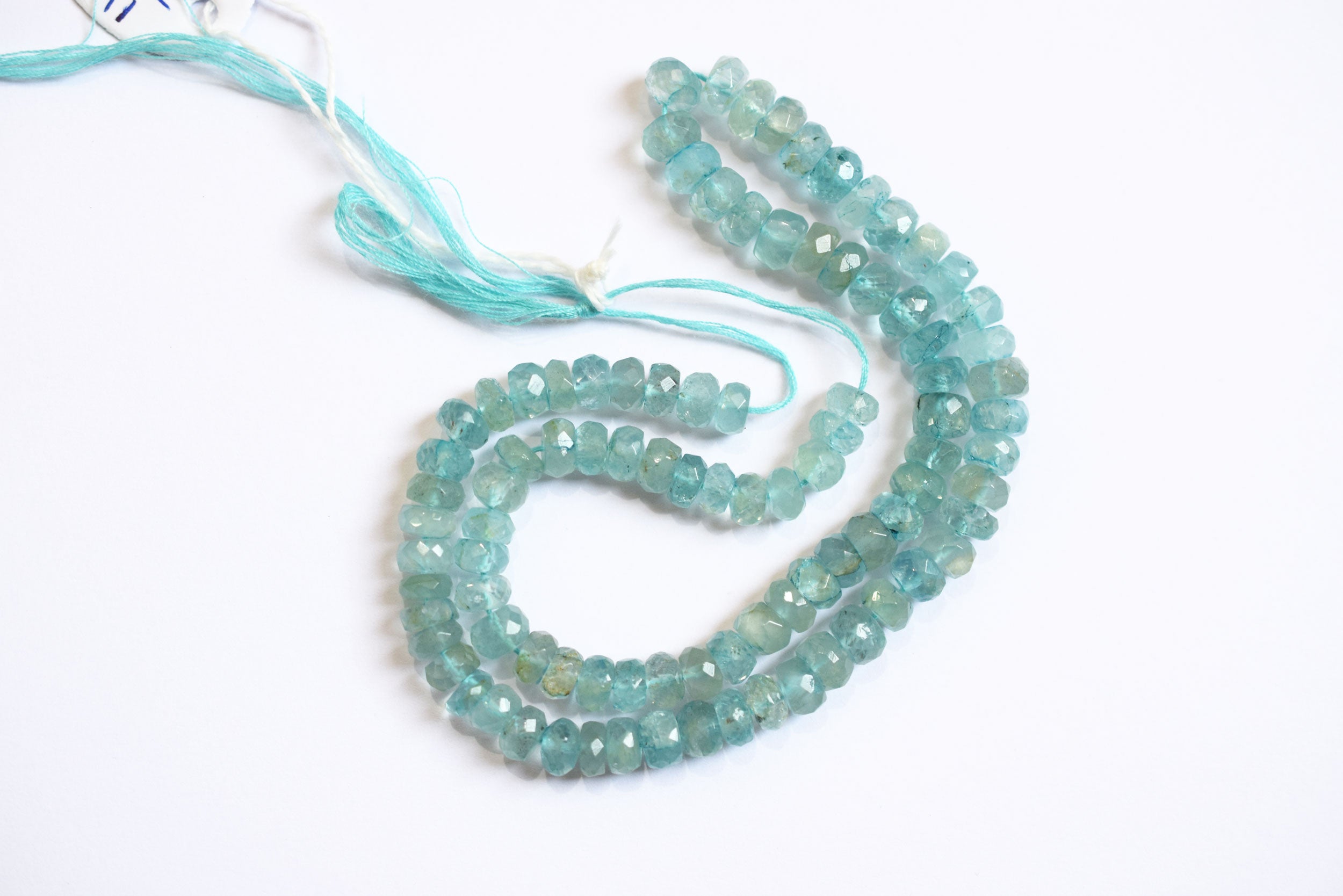 15 Inches Strand, Aquamarine Shaded Rondelle Faceted Beads Strand, Sold By Strand , Beads Size 6.50 To 7.00 mm , 33175