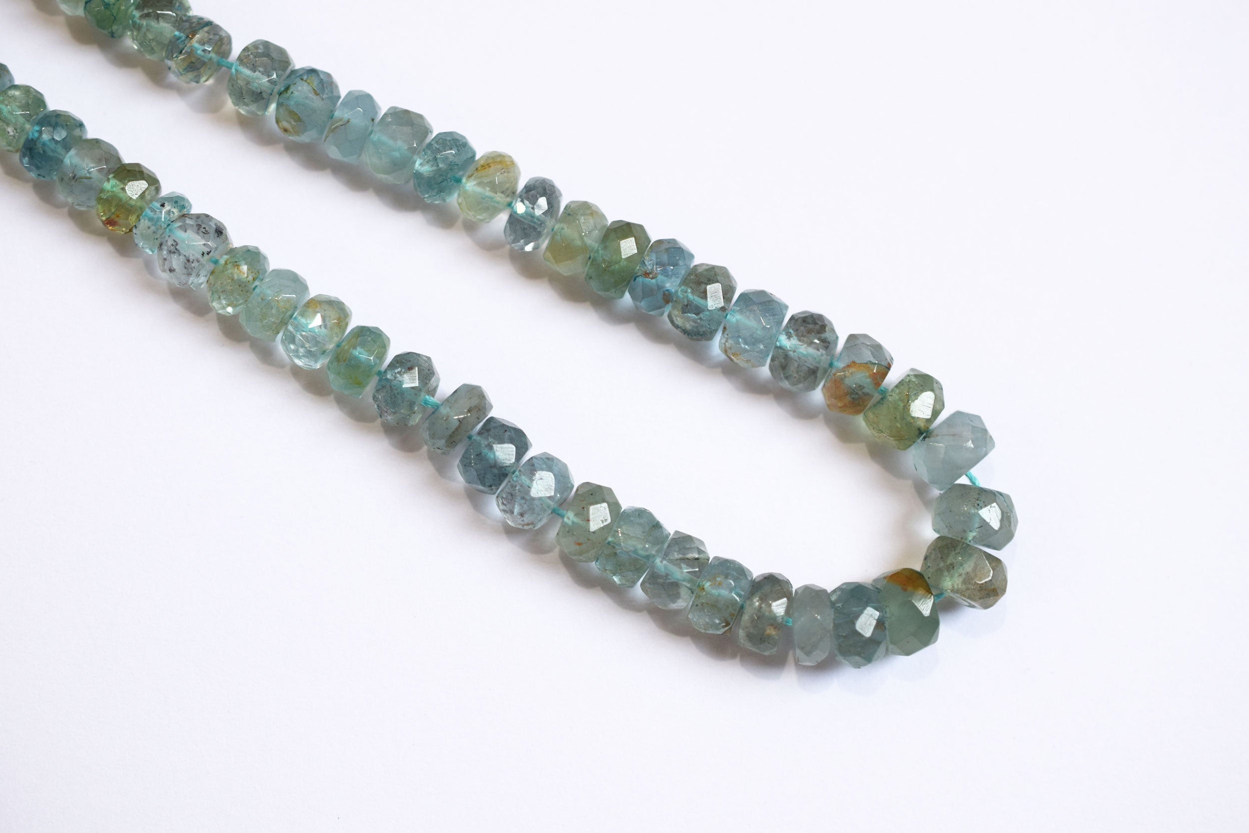 Natural Aquamarine 6.00 to 8.00 mm Shaded Rondelle Faceted Beads , Aquamarine 15 Inches Strand , Sold By Strand , 33176