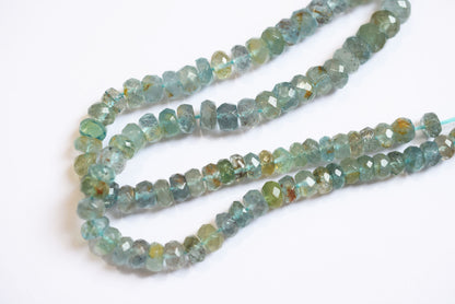 Natural Aquamarine 6.00 to 8.00 mm Shaded Rondelle Faceted Beads , Aquamarine 15 Inches Strand , Sold By Strand , 33176
