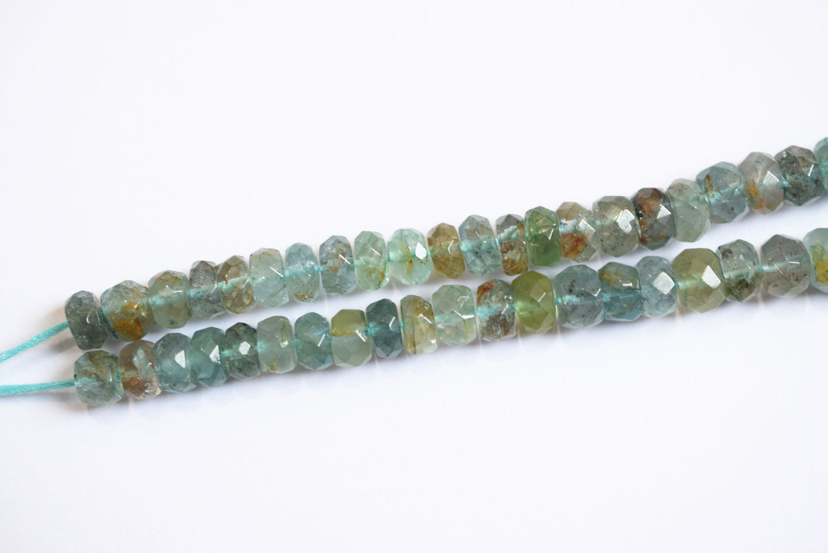 Natural Aquamarine 6.00 to 8.00 mm Shaded Rondelle Faceted Beads , Aquamarine 15 Inches Strand , Sold By Strand , 33176