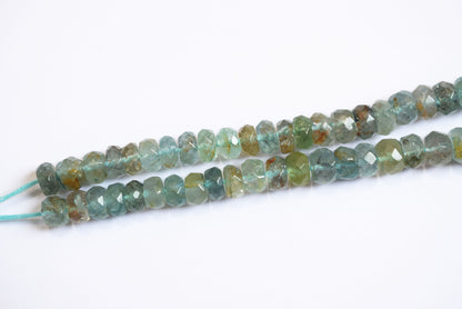 Natural Aquamarine 6.00 to 8.00 mm Shaded Rondelle Faceted Beads , Aquamarine 15 Inches Strand , Sold By Strand , 33176