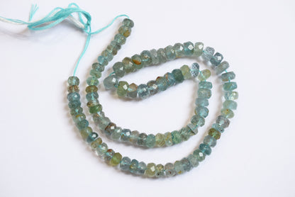 Natural Aquamarine 6.00 to 8.00 mm Shaded Rondelle Faceted Beads , Aquamarine 15 Inches Strand , Sold By Strand , 33176