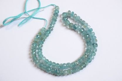 Natural Aquamarine 6.25 to 7.00 mm Shaded Rondelle Faceted Beads , Aquamarine 15 Inches Strand , Sold By Strand , 33177