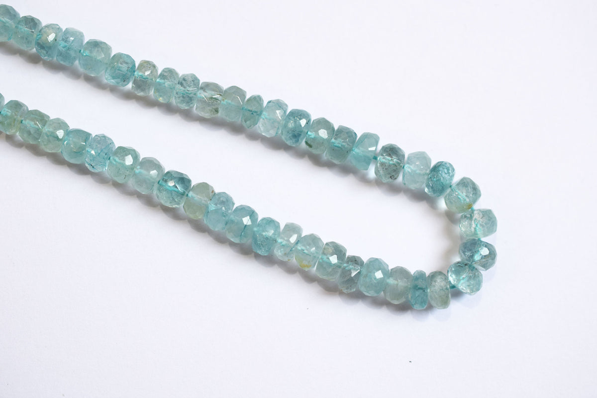 Natural Aquamarine 6.25 to 7.00 mm Shaded Rondelle Faceted Beads , Aquamarine 15 Inches Strand , Sold By Strand , 33177